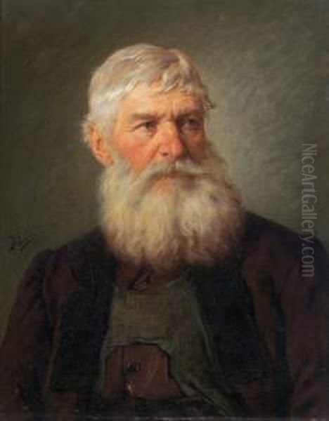 Portrait Of A Tyrolean Farmer Oil Painting by Josef Bche