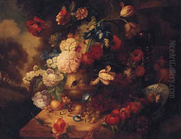 Flowers in an Urn Oil Painting by Jacob Bogdani