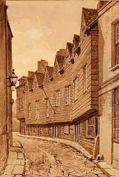 Old Houses in Mill Lane, Bermondsey Oil Painting by John Chessell Buckler