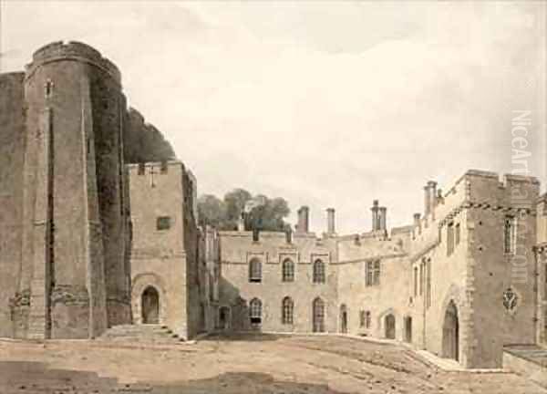 The Inner Court of Berkeley Castle, Gloucestershire, looking North-East Oil Painting by John Chessell Buckler