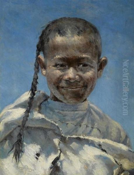 Portrait Of An Asian Man. Oil Painting by Frank Buchser