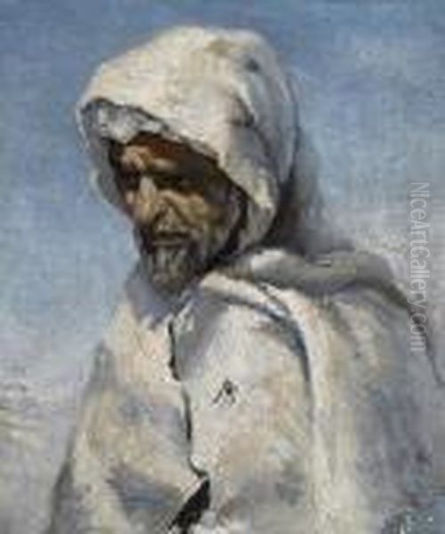 Portrait Of A Bedouin. Oil Painting by Frank Buchser