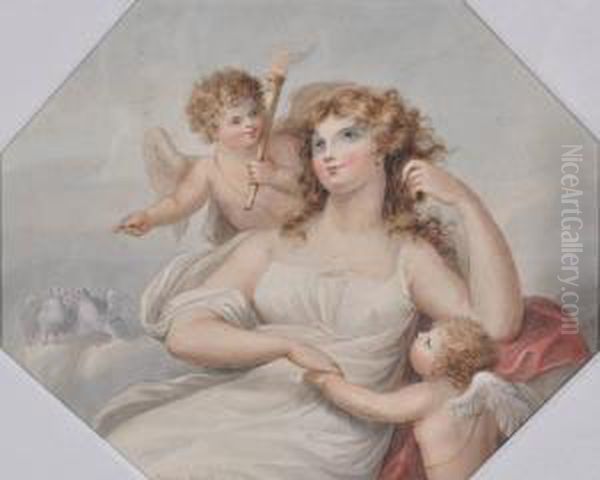 Classicalgirl And Cherubs Oil Painting by Adam Buck