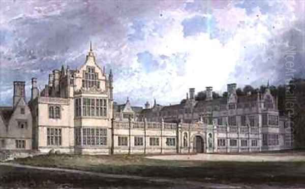 Rushton Hall, Northamptonshire View from the South-east Oil Painting by John Chessell Buckler