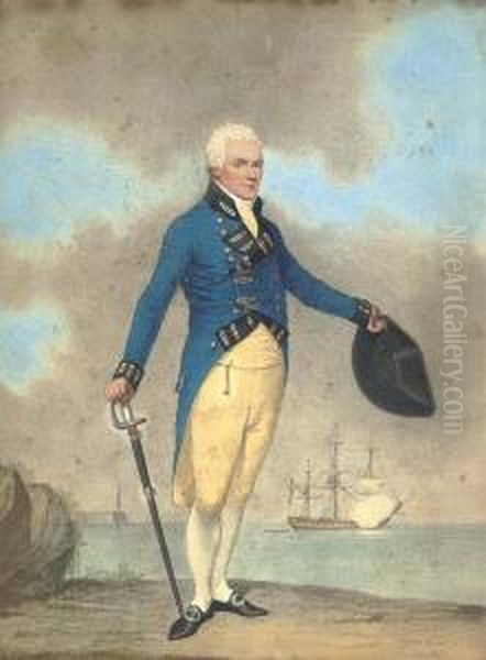 Portrait Of Captain Rait In The Uniform Of The East India Company Oil Painting by Adam Buck