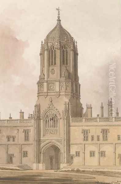 The Great West Entrance to Christ Church from the Quadrangle, Oxford Oil Painting by John Chessell Buckler