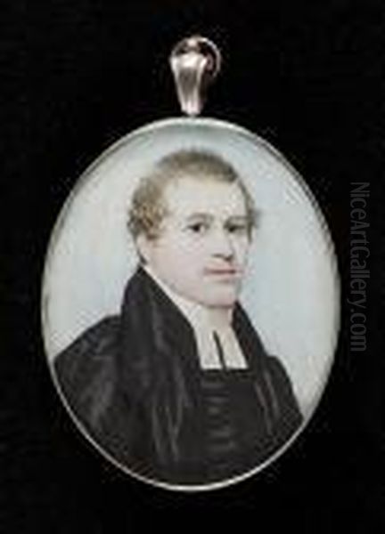 A Vicar, Wearing Black Robes And White Bands Oil Painting by Frederick Buck