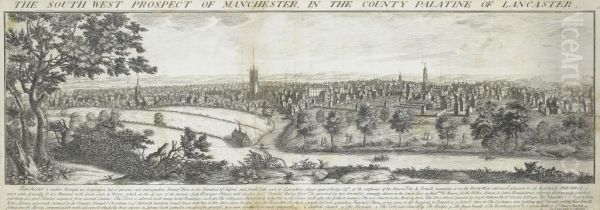 The South West Prospect Of Manchester In The County Palatine Of Lancaster Oil Painting by Samuel