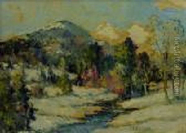 Vermont Winter Oil Painting by Charles E. Buckler