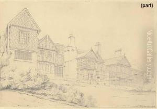 West And East Views Of Bramhall Hall, Cheshire Oil Painting by John Chessell Buckler