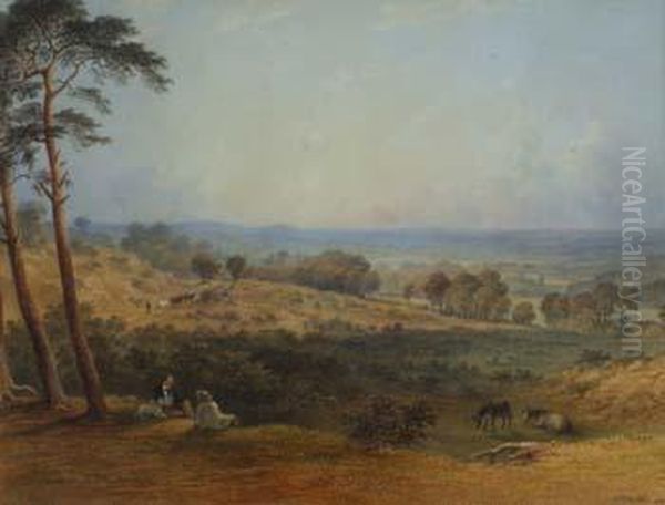 Hampstead Heath Towards Harrow Oil Painting by Charles Frederick Buckley