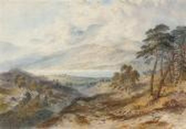 View Over A Loch Oil Painting by Charles Frederick Buckley