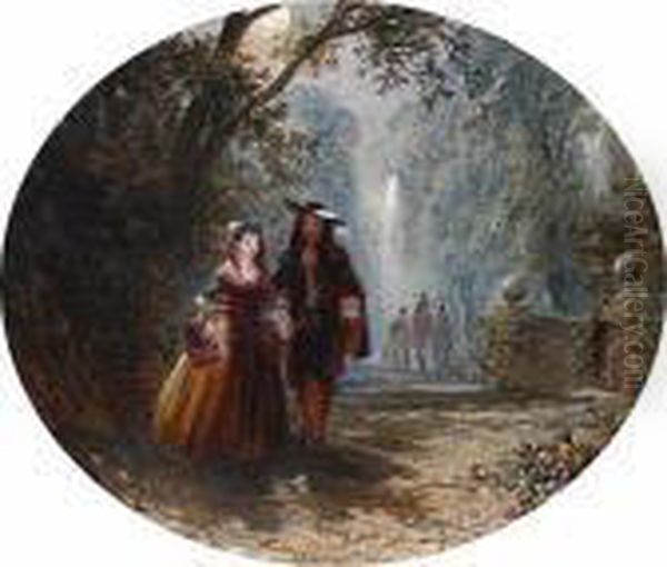 A Moonlit Stroll Oil Painting by John Edmund Buckley