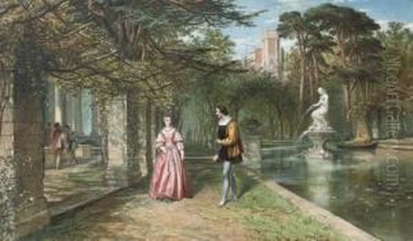 A Chance Meeting By The Statue Oil Painting by John Edmund Buckley