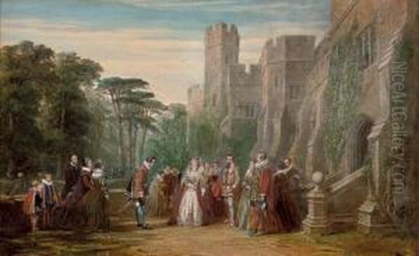 Queen Elizabeth I Meeting Her Courtiers Oil Painting by John Edmund Buckley