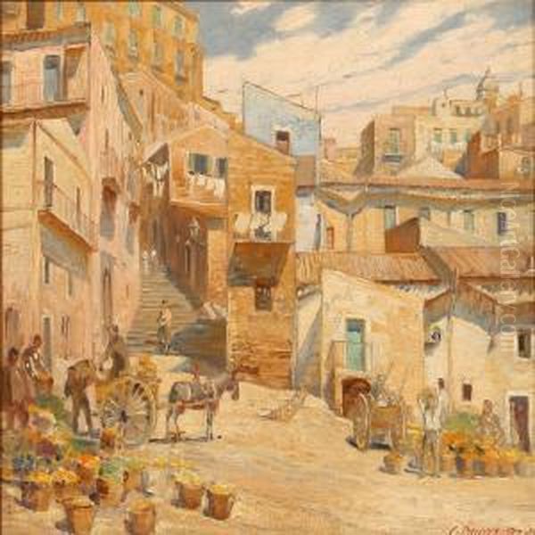 Frugttransport, Torv I Agrigento Oil Painting by Carl Budtz-Moller