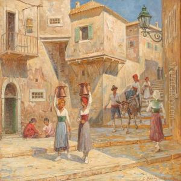 I Abruzzobyen Scanno Oil Painting by Carl Budtz-Moller