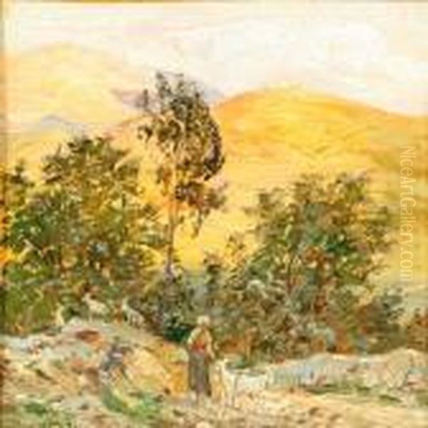 Landscape Fromanticoli And Landscape From Bronshoj Oil Painting by Carl Budtz-Moller