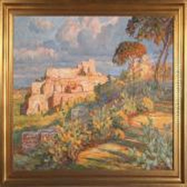 Villa Tiberius On Capri Oil Painting by Carl Budtz-Moller