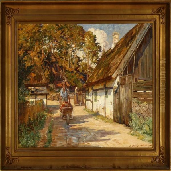 Street Scene From Gudhjem Fishing Village, Bornholm Island by Carl Budtz-Moller