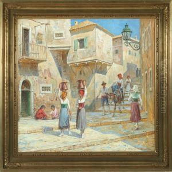 I Abruzzabyen Scauna Oil Painting by Carl Budtz-Moller