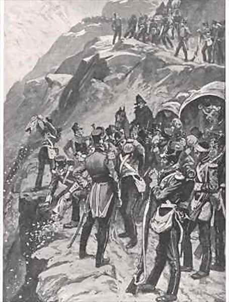 The Retreat to Corunna Hurling the Silver down the Mountainside Oil Painting by Gordon Frederick Browne