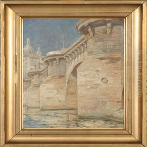 Scenery From Pontneuf, Paris Oil Painting by Carl Budtz-Moller