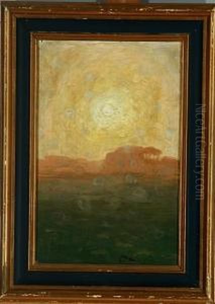 Italian Summer Landscape By Sunset by Carl Budtz-Moller