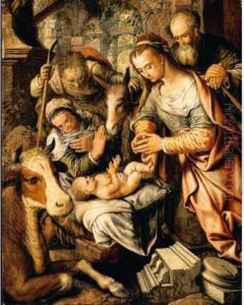 The Adoration Of The Shepherds Oil Painting by Joachim Beuckelaer