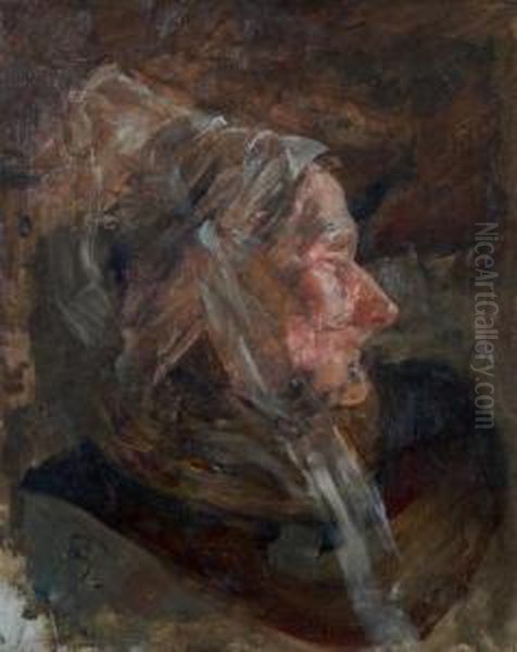 Old Dutch Woman Oil Painting by Karl Albert Buehr