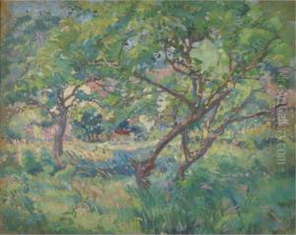 The Artist's House Seen Through Trees Oil Painting by Karl Albert Buehr