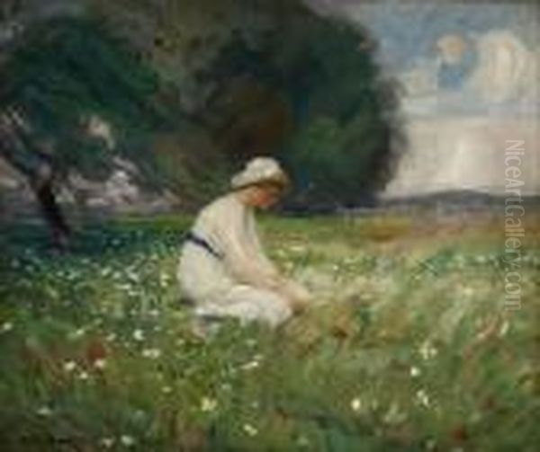 Dress In A Field Of Flowers Oil Painting by Karl Albert Buehr