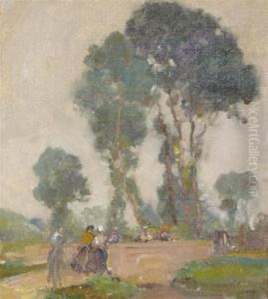 Strolling In The Park Oil Painting by Karl Albert Buehr