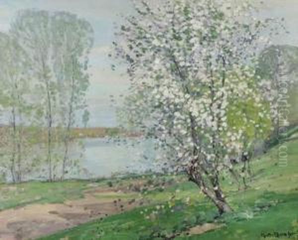 Banks Of Theseine, Vernon, France Oil Painting by Karl Albert Buehr