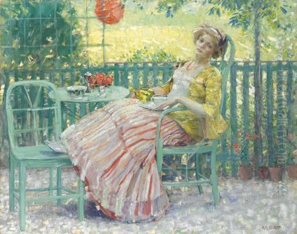 On The Terrace Oil Painting by Karl Albert Buehr