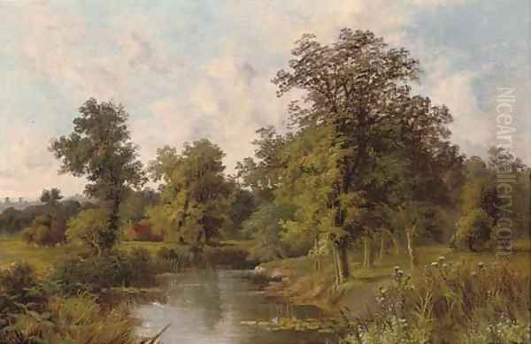 A peaceful river landscape Oil Painting by John Henry Boel