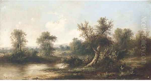 A river landscape Oil Painting by John Henry Boel