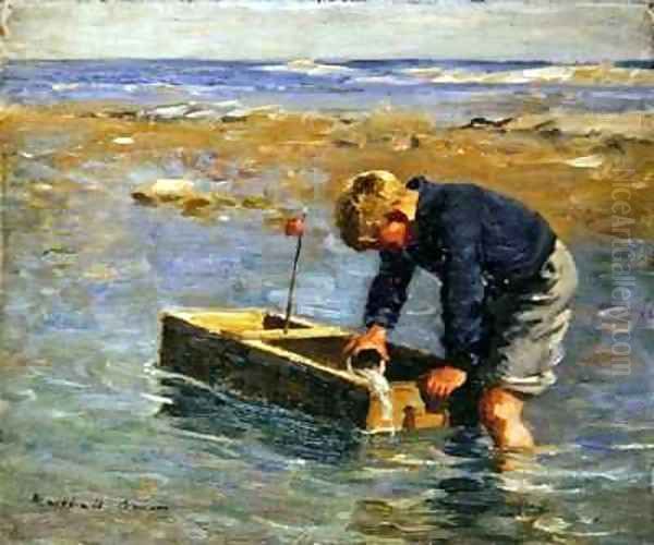 Bailing Out the Boat Oil Painting by William Marshall Brown