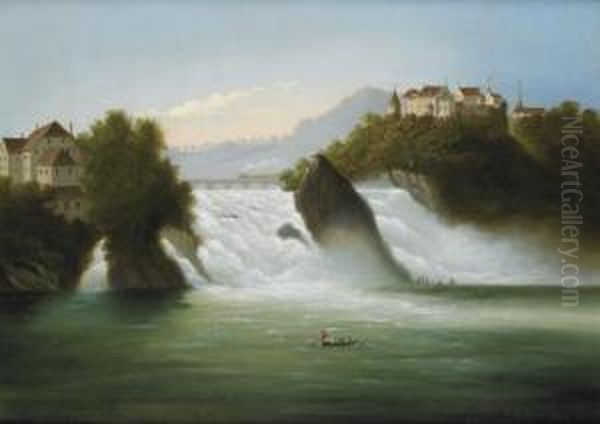 Rheinfall Oil Painting by Rudolf Johan Buhlmann