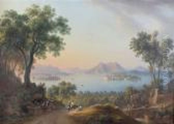 Abendstimmung Am Lago Maggiore. Oil Painting by Rudolf Johan Buhlmann