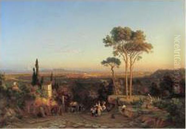 Vue De La Campagne Romaine Oil Painting by Rudolf Johan Buhlmann