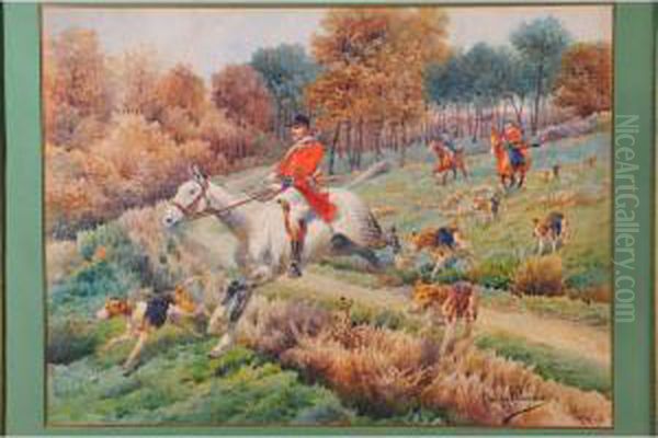 Scene De Chasse A Courre > Oil Painting by Georges J. Buisson