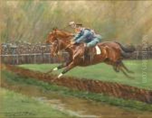 Auteuil Le 4 Avril 1920. Vetiver Gagnant Du Prix Turenne Oil Painting by Georges J. Buisson