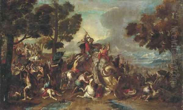 The Defeat of Porus Oil Painting by Charles Le Brun