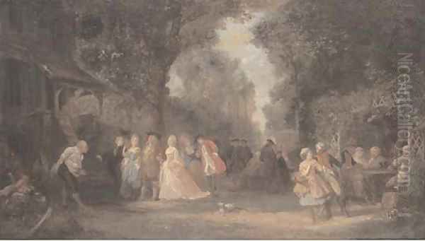 The garden party Oil Painting by Henri Charles Antoine Baron