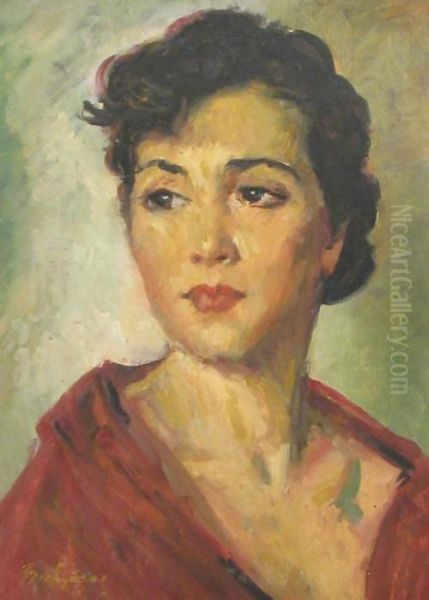 Woman Portrait Oil Painting by Petru Bulgaras