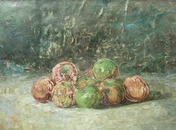 Apples Oil Painting by Petru Bulgaras