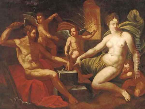 Venus at the Forge of Vulcan Oil Painting by Jacob De Backer