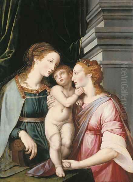 The Virgin and Child with Saint Catherine Oil Painting by Jacob De Backer