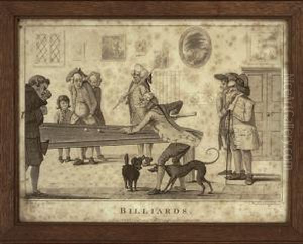 Billiards Oil Painting by Henry William Bunbury